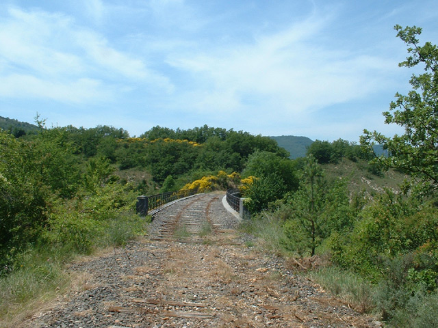 Le viaduc d�Auzon peu avant Chom�rac
Vue en direction de Livron
Juin 2005
