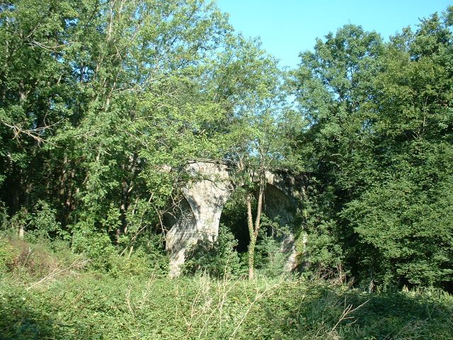 Pont sur le Mornantet � la sortie de Mornant
Ce pont est aujourd�hui utilis� par une petite route.
Mars 2003
